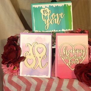 NWT, Wood embossed Love Greeting Cards.